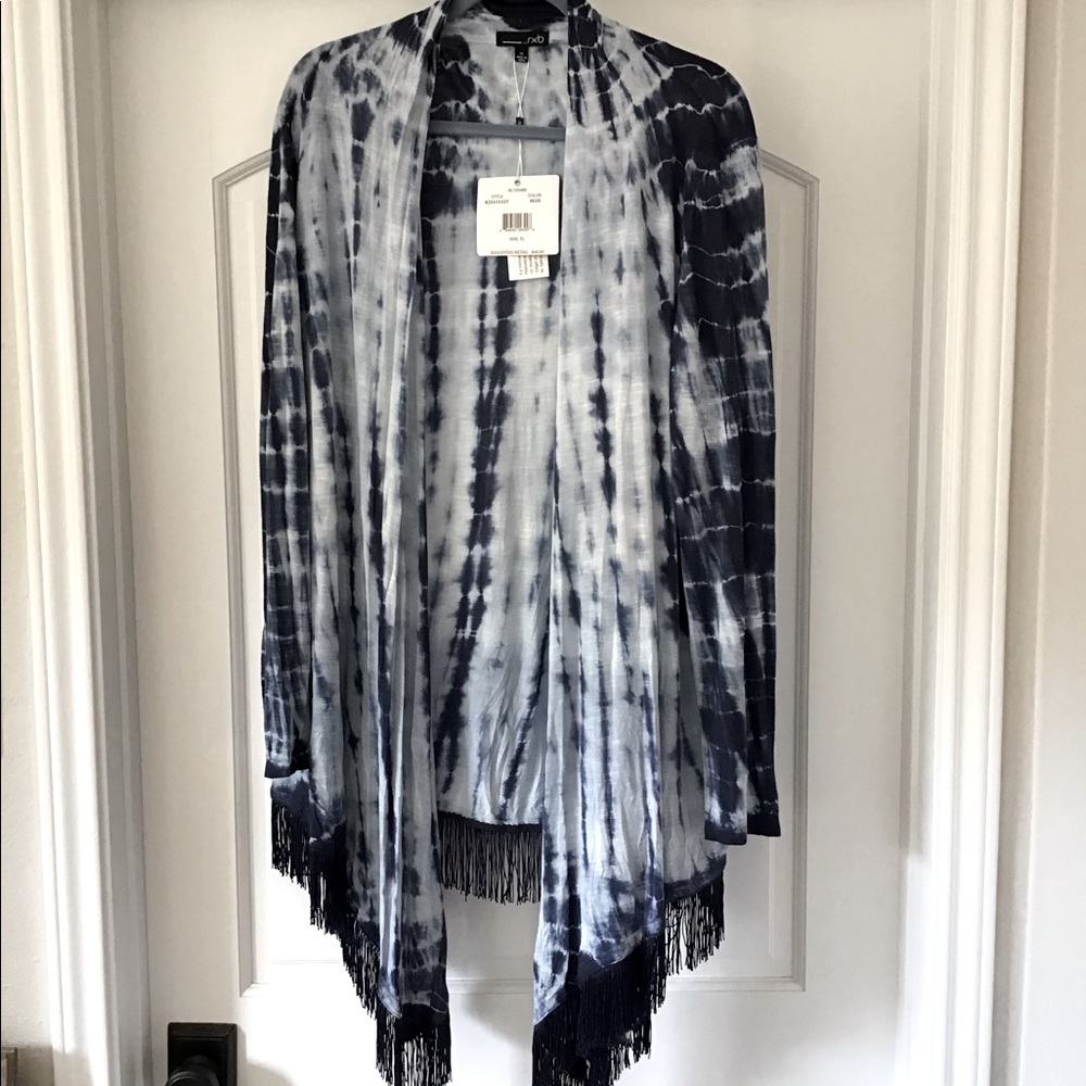 New tie-dye with fringe cardigan